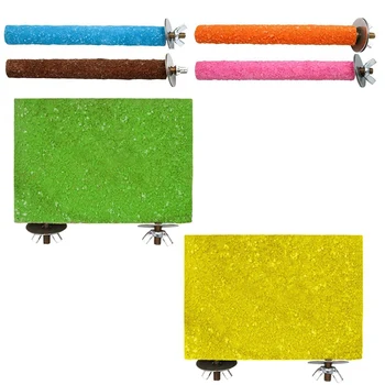 

6 Packs of Stand Toys for Bird Perching, Parrot Stand Platform Sand Claw Grinding Stick Cage Cage Accessories