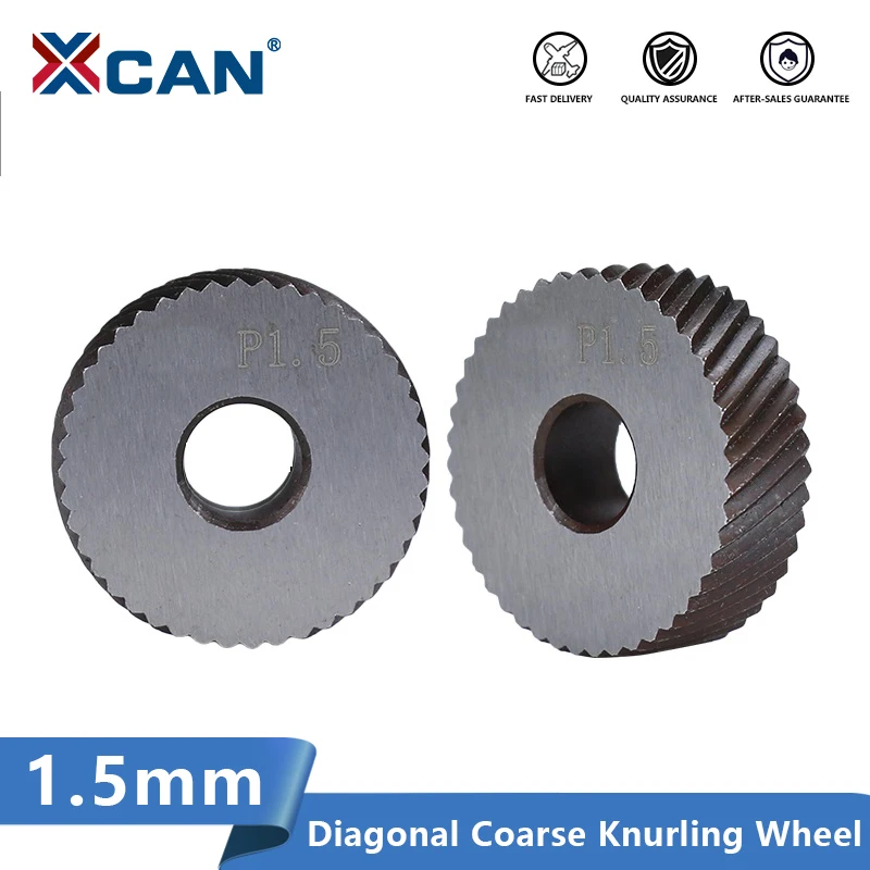 XCAN Diagonal Coarse Knurling Wheel Metal Lathe 2pcs 1.5mm Lathe Wheel Knurling Tools knurling tool set