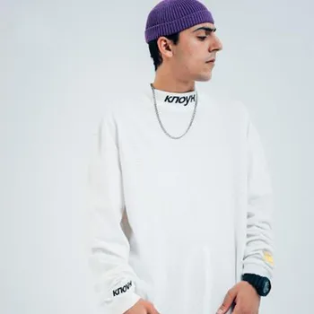 

Men Long Sleeve Half Turtleneck Embroidery Loose Casual Bottom T Shirt Male Streetwear Fashion Hip Hop Tees Shirts Lovers Tshirt