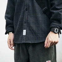 Chemise en laine à manches longues pour hommes, streetwear japonais, haut à carreaux décontracté, revers, haute qualité, optique, vêtements pour hommes, Harajuku CombMale 3