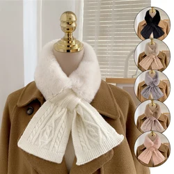 Winter Thicken Outdoor Neck Protect Scarf For Women Girls Sweet Small Fresh Solid Color Plush Knitting Neck Warmer Shawl