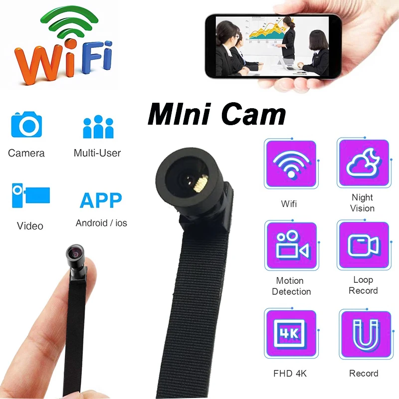 Mini 4K Wireless WIFI Camera DIY Home Security Monitor Camcorder Night Vision Motion Detection H.264 Video Reorder Webcam | Электроника