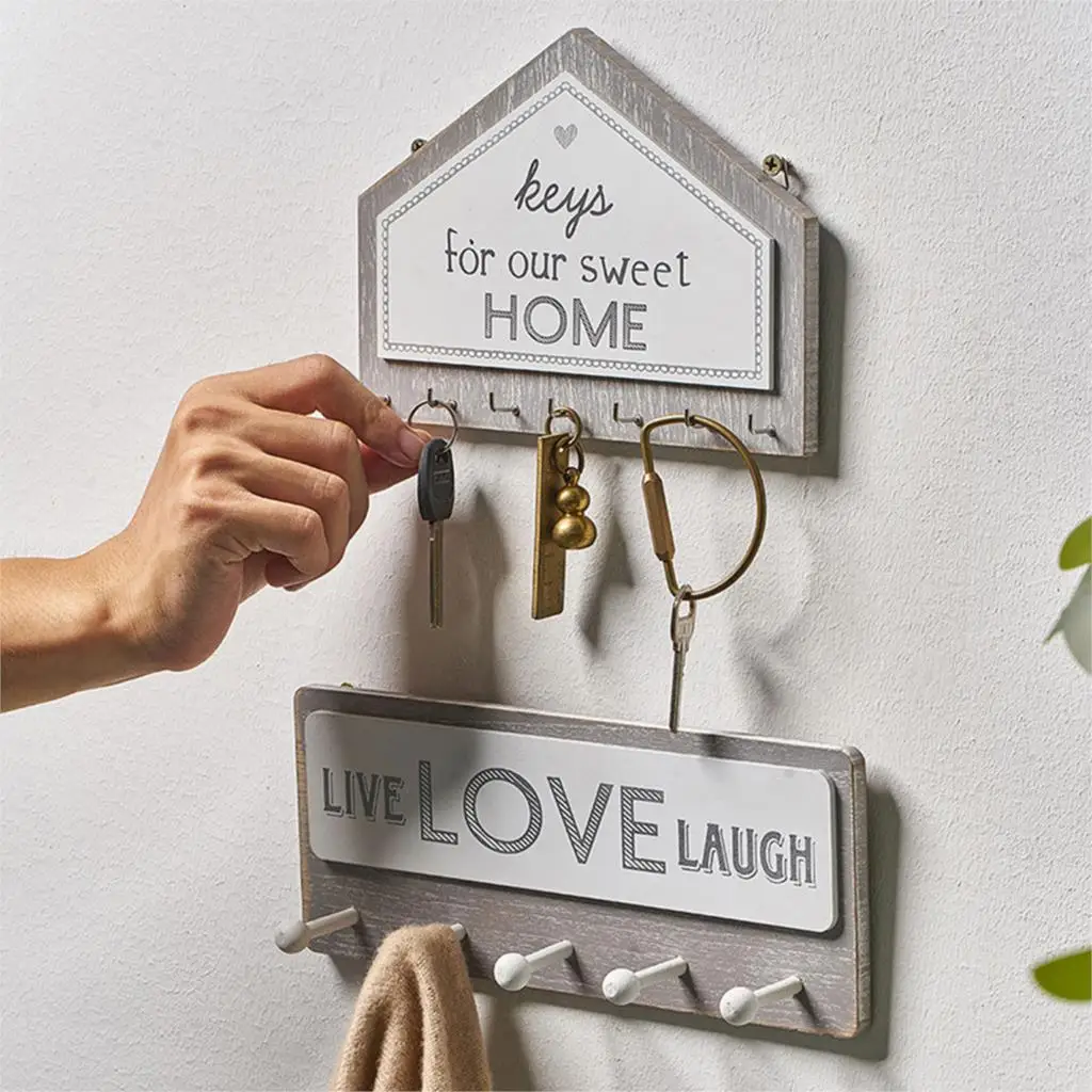 Colgador de llaves de madera para colgar en la pared, organizador con forma rectangular para casa, colgador de abrigos, colgador de decoración para hogar, gancho de pared