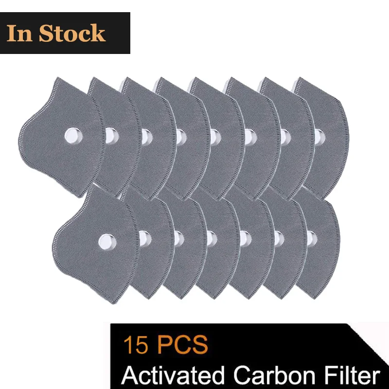 

15 Pcs Activated Carbon PM2.5 Filters 5 Layers Filtration Exhaust Gas Anti Pollen Allergy Dust Mask Replacement Filter for M