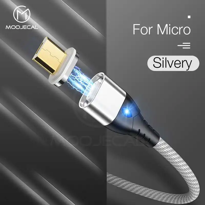 3а Магнитный кабель Micro usb кабель для iPhone XS MAX samsung S9 type C Быстрая зарядка Шнур для мобильного телефона Быстрая зарядка 3,0 зарядное устройство - Цвет: Silver For Micro