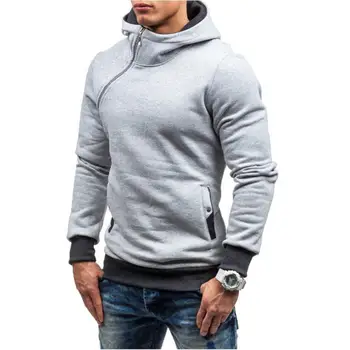 

Casual Men Solid Color Long Sleeve Pocket Oblique Zipper Plus Size Hoodie Coat