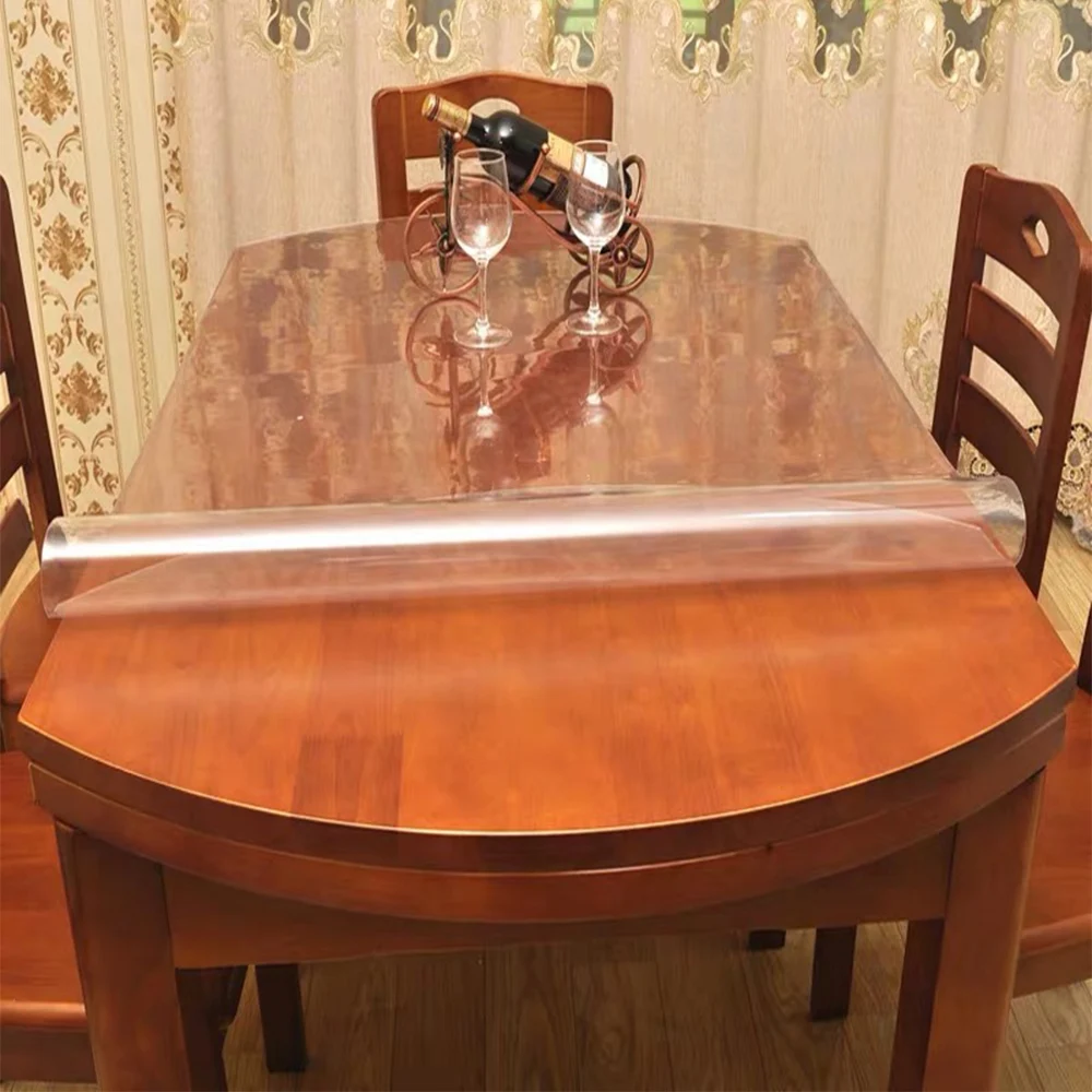  BALLE 1.5mm Oval PVC Transparent Tablecloth Custom Shape Table Cover Protect Desk Dining Highly Qua