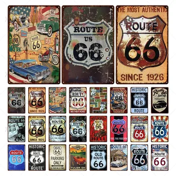 

Route 66 Metal Retro Sign Vintage Plaque Motorcycle Tin Sign Wall Poster Home Decor Garage Bar Metal Plate Crafts Iron Painting