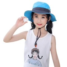 Ochrona UV kapelusz wędkarski dziewczyny kucyk kapelusz szerokie rondo letni kapelusz słońce dzieci odkryty składany Safari czapka wędkarska dzieci tanie tanio CN (pochodzenie) Girls Ponytail Sun Hat Patchwork Osłona przeciwsłoneczna COTTON