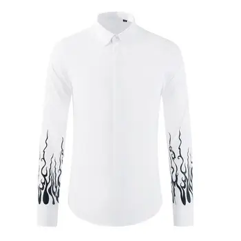 

New White Mens Shirts Luxury Long Sleeve Individuality Printed Casual Male Shirts Fashion Slim Fit Party Man Shirts 3xl