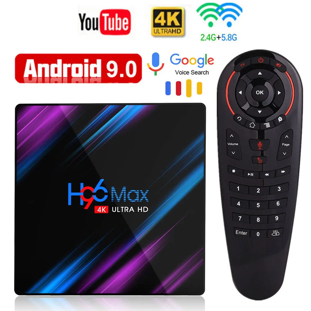 

H96 Max Rockchip RK3318 4K Smart TV Box Android 9.0 TV Box 4GB 64GB Media player 4K Google Voice Control Netflix Youtube Top box