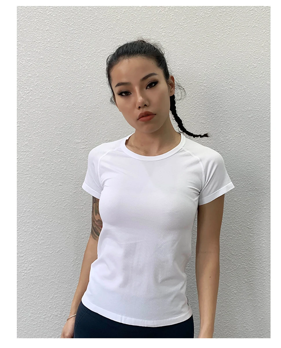 Женская бесшовная спортивная рубашка для фитнеса GUTASHYE, спортивная одежда для женщин, топ с коротким рукавом для занятий йогой, тренировками, тренировками