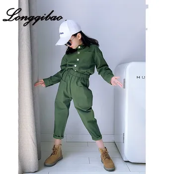 

Baby Girl Set Autumn New Boy Clothes Korean Version of The Loose Fashion Army Green Tooling Set Two-piece Children's Clothes