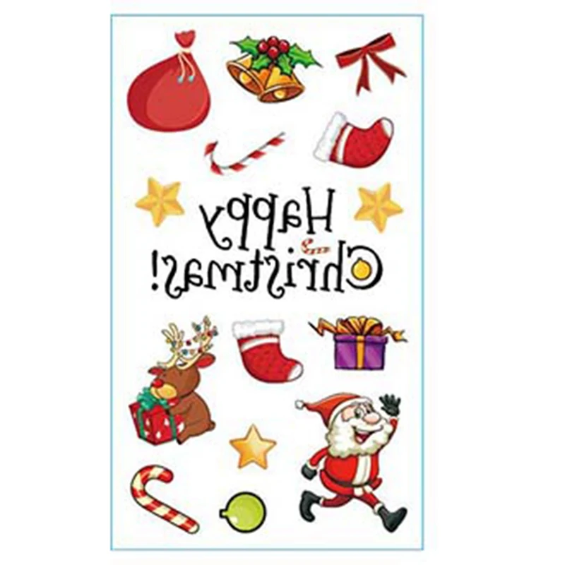 10 шт./компл. одежда для сна из хлопка с рождественскими рисунками для детей, временные татуировки Стикеры Водонепроницаемый боди-арт татуировки, Размер: 12*7 см руки татуировки