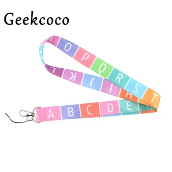 

10pcs/lot Lanyard for Keys alphabet pattern lanyard for Phones USB Flash Drives Keys Keychains ID Name Tag Badge Holders J0726