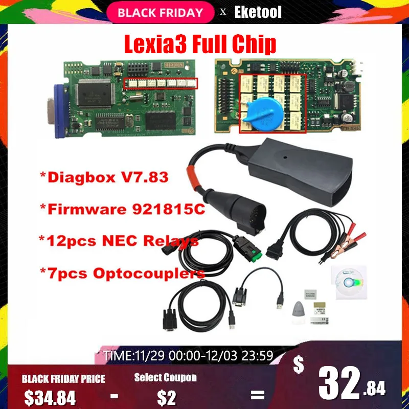 Online La Chips borde de oro Lexia3 PP2000 PSA XS evolución Diagbox V7.83 Lexia para Citroen Peugeot Super Firmware 921815C Lexia 3