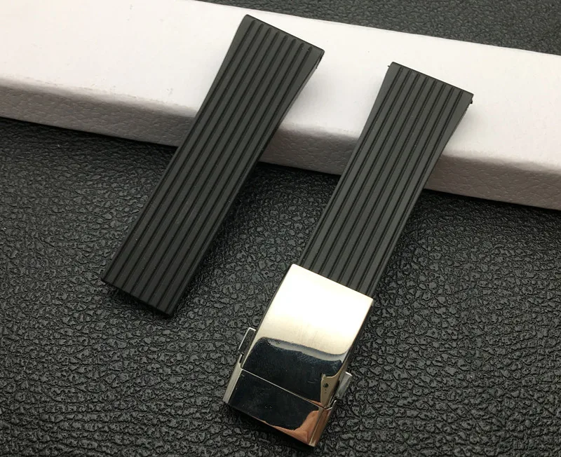 Мягкое натуральное Силиконовое резиновое кольцо для часов черный 24 мм ремешок для часов браслет для navitimer/мститель/Breitling ремень складные пряжки инструменты