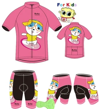 

2019 Smmer MTB Cycling jersey Cartoon puppy children's sleeved Cycling jersey Riding Suit Children kids Cycling wear