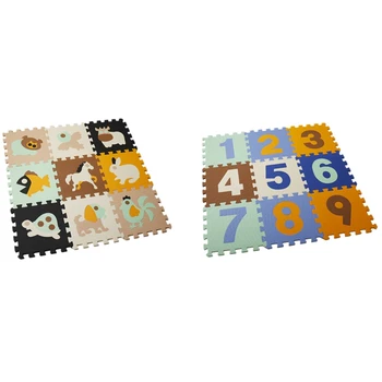 

18 Pcs Baby Cartoon Animal Pattern Play Mats Puzzle EVA Foam Floor Pad Children Play Gym Crawling Mats B & A