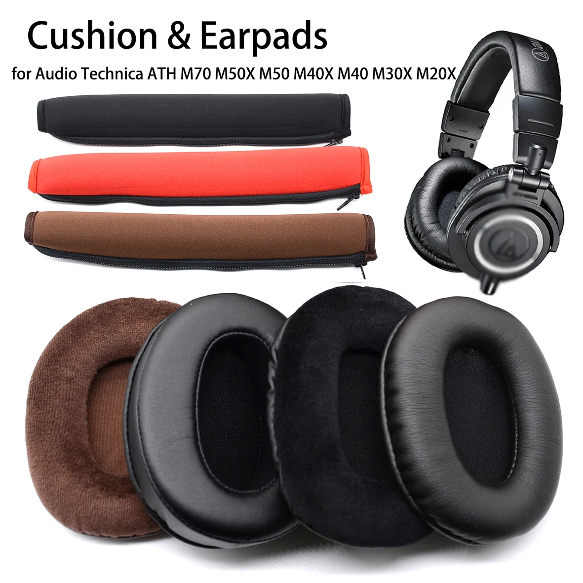 ReplacementHeadbandEarPadsCushionsforAudioTechnicaATHM70M50XM50MSR7M40XM40M30X