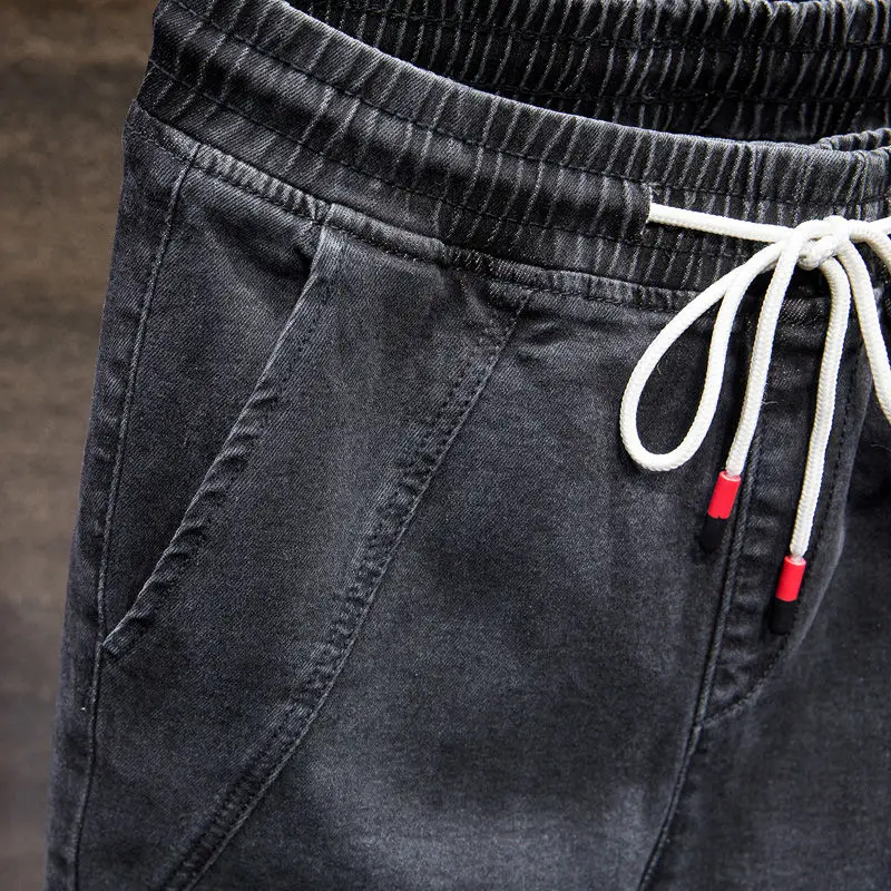 jeans men's elastic hip hop pants men's loose casual feet tight waist trend spring and autumn new 2020