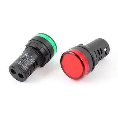

2Pcs AC/DC24V Red Green LED Indicator Pilot Signal Light Lamp 22mm Panel Mount