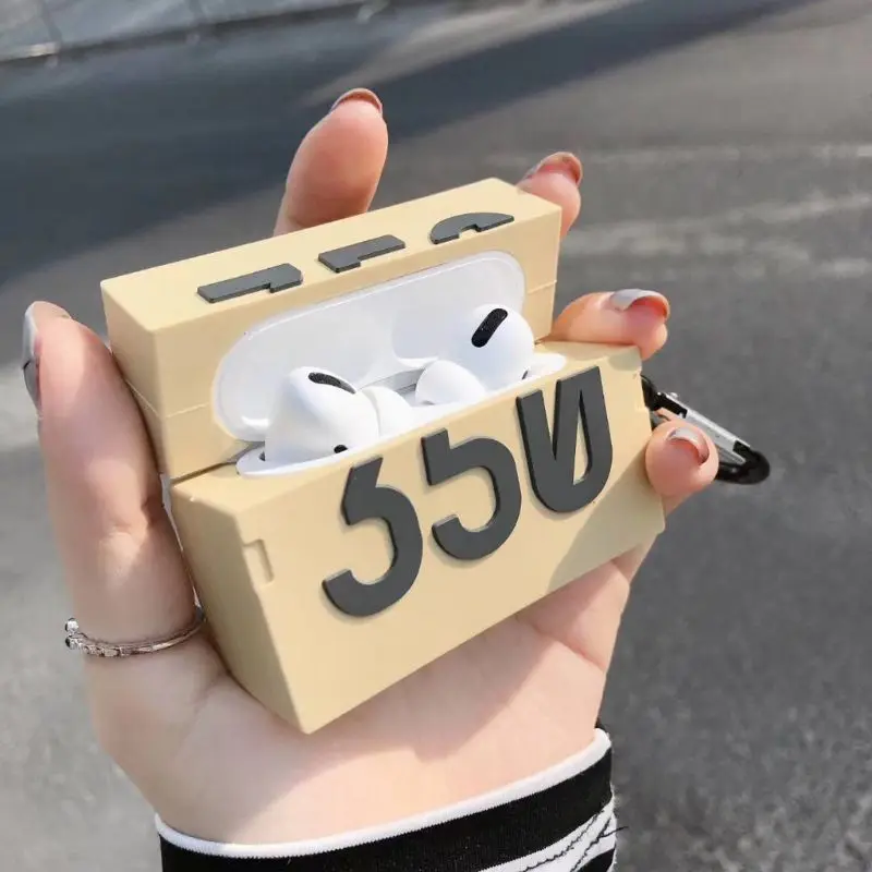 

350 Shoe Box Protective Case Silicone Cover Shell with Carabiner for Airpods Pro