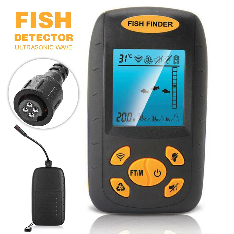 

Portable Fish finder 7.5M Cable Echo Sounder Alarm 0.6-100m Depth Fishfinder Transducer Sensor Sonar For Fishing