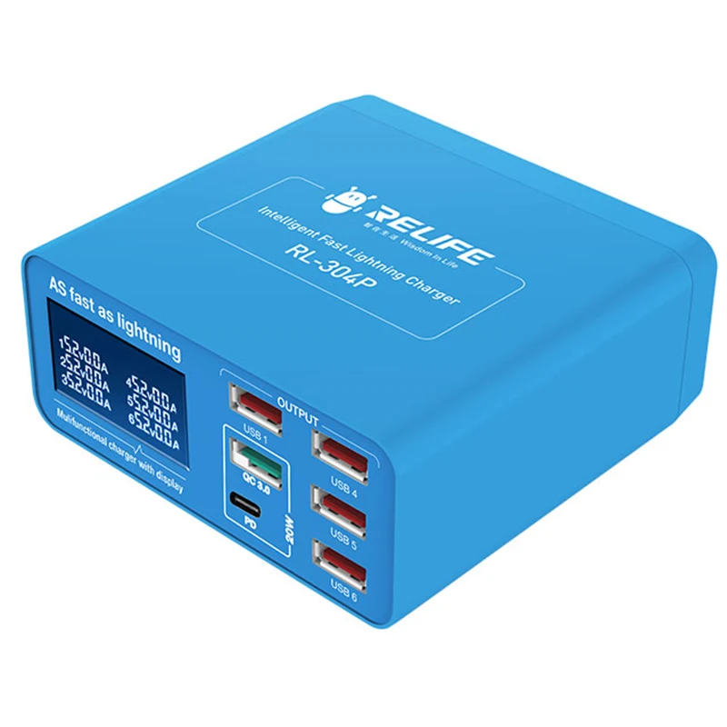 

Умное зарядное устройство RELIFE с 6 USB-портами и цифровым дисплеем