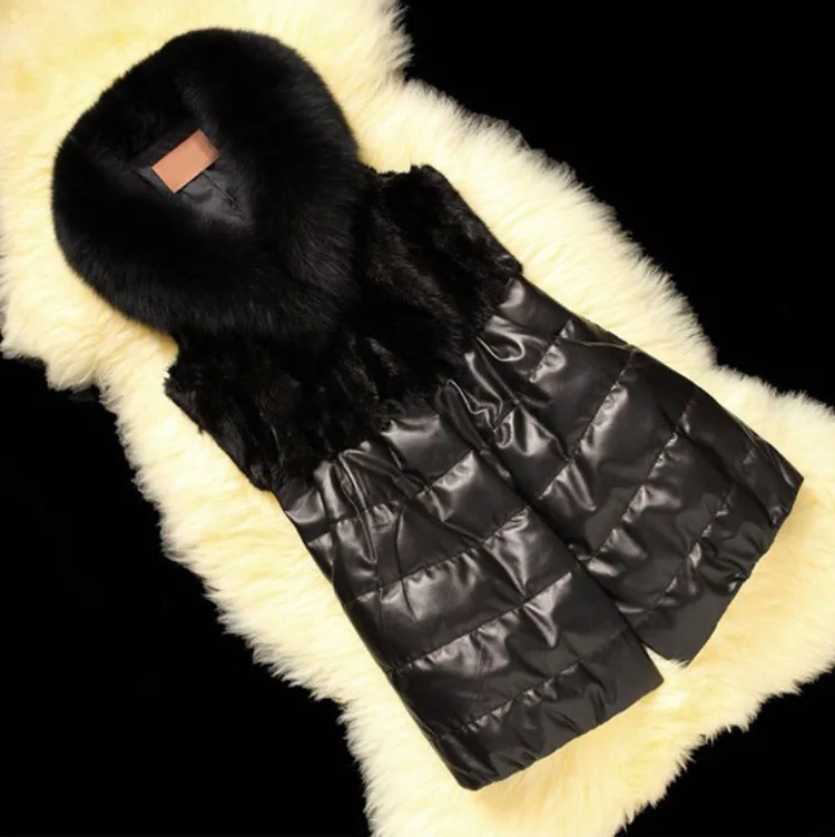 Плюс размер 6XL! Женская зимняя Осенняя Черная куртка из искусственного меха без рукавов, жилеты из искусственной кожи в стиле пэчворк для отдыха, Жилеты с капюшоном - Цвет: black