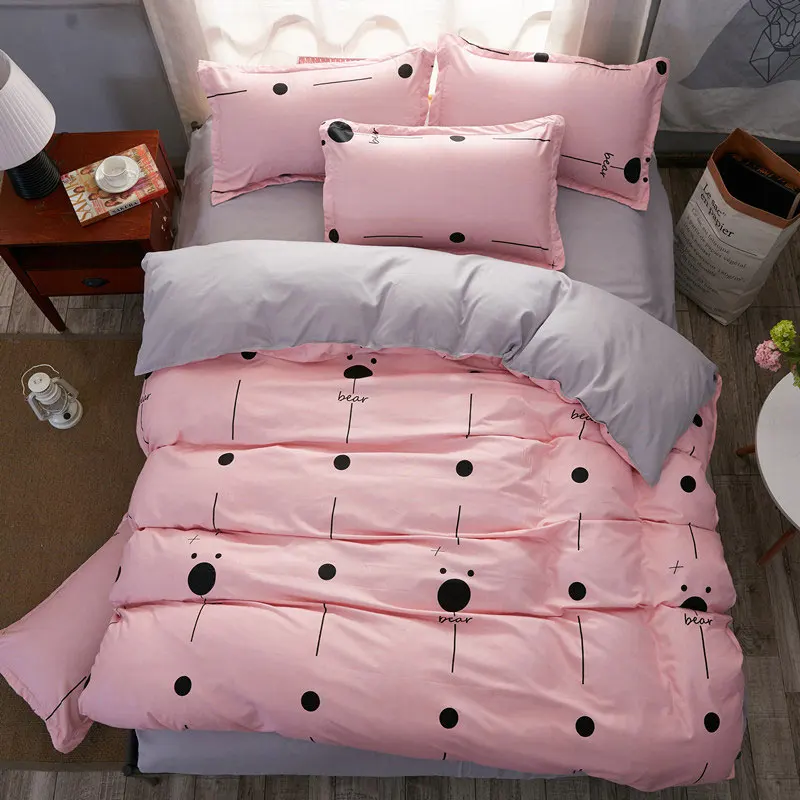 Комплект постельного белья с принтом розового единорога из 4 предметов для девочки, мальчика, ребёнка, набор пододеяльников, простынь для взрослых и детей, набор постельных принадлежностей 61010 - Цвет: 2TJ-61021-020