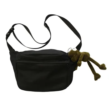 

Popular Canvas Chest Bags Casual Crossbody Bags For Women High Capacity Ladies Shoulder Bags Frog Decoration Female Waist Bag