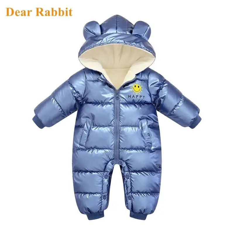 Winter Baby Clothing Newborn Boy Girl Warm Rompers Hooded Jumpsuit Waterproof Snowsuit Plus Velvet Outerwear Coat Clothes baby jumpsuit winter coat ski jumpsuit