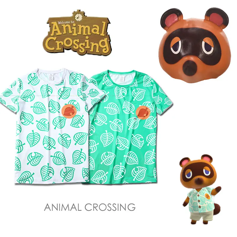 2020 Fashion Adult Kids Game Animal Crossing Cosplay T Shirt Tom Nook Shirts Costume Raccoon Family Latex Mask Anime Props