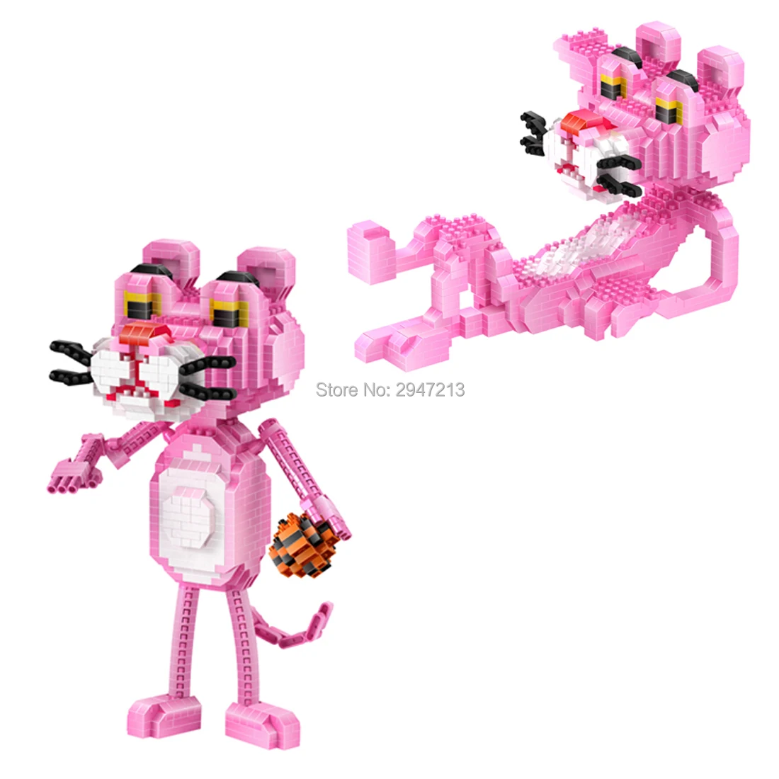 

hot LegoINGlys creators classic Anime image Pink Panthe animal model mini micro diamond building blocks nano brick toys for gift