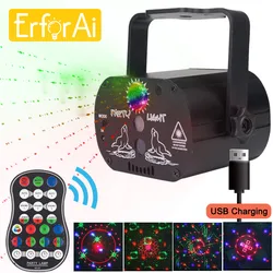 Miniluz RGB para discoteca, lámpara recargable por USB, roja, azul, verde, proyector láser para DJ, escenario, boda, fiesta de cumpleaños, luces