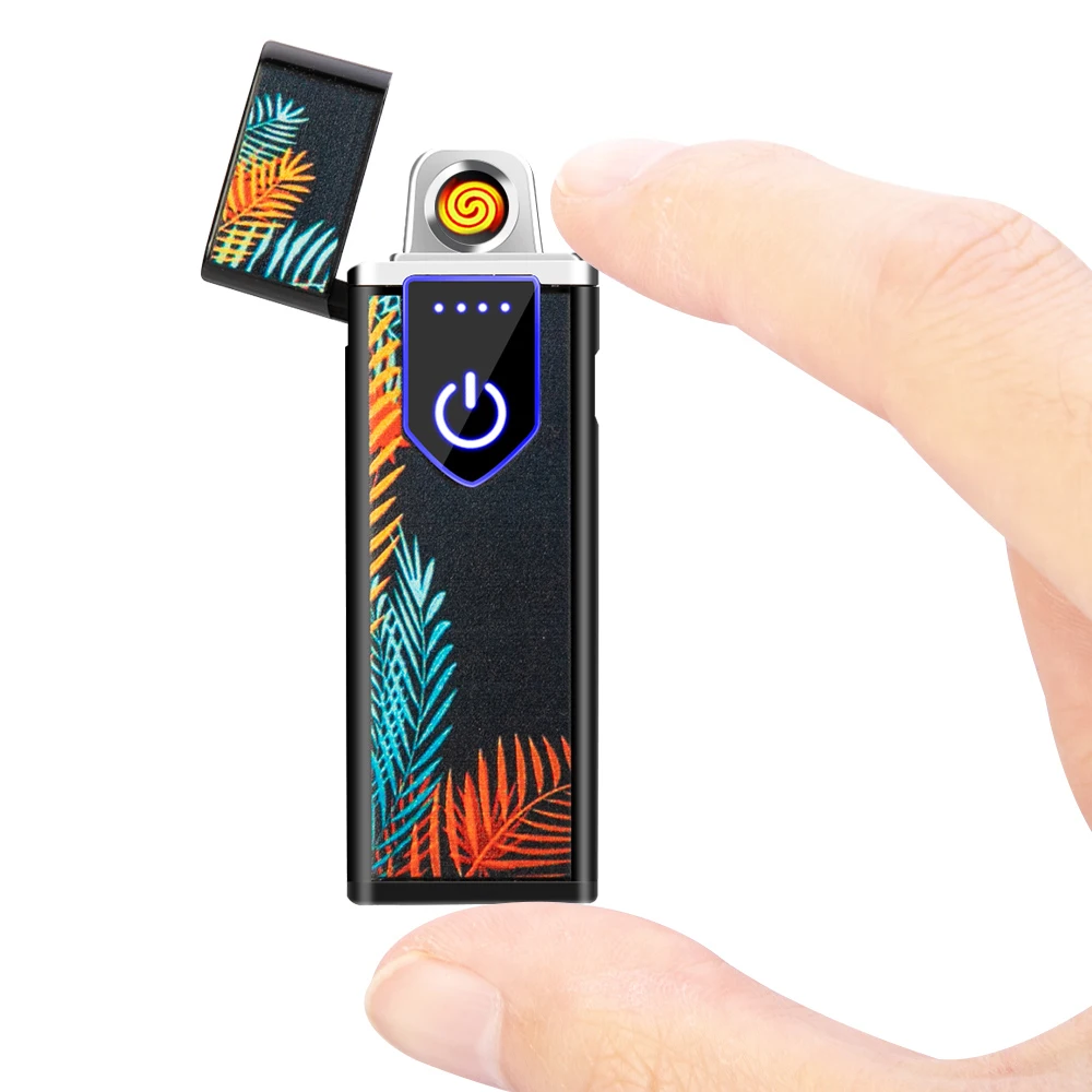 USB перезаряжаемая электрическая зажигалка сенсорный датчик отпечатков пальцев