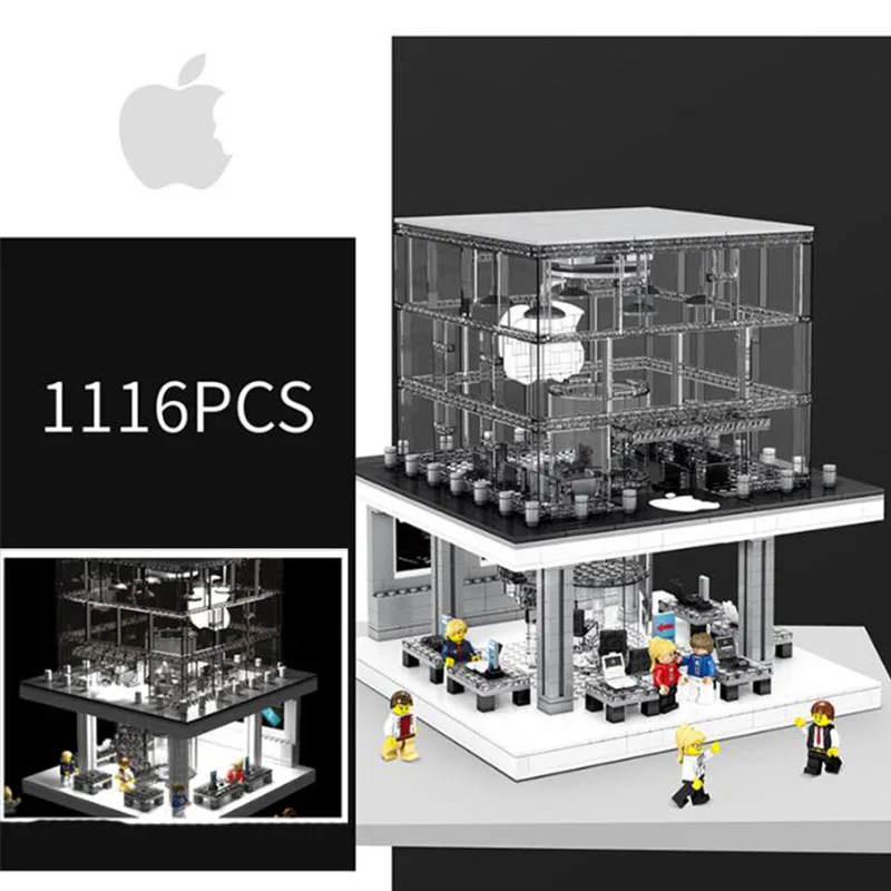 1116 шт. создатель город с светодиодный светильник версия Apple Store или в виде улиц строительные блоки классическая модель телефоный магазин, блоки, друзья игрушки