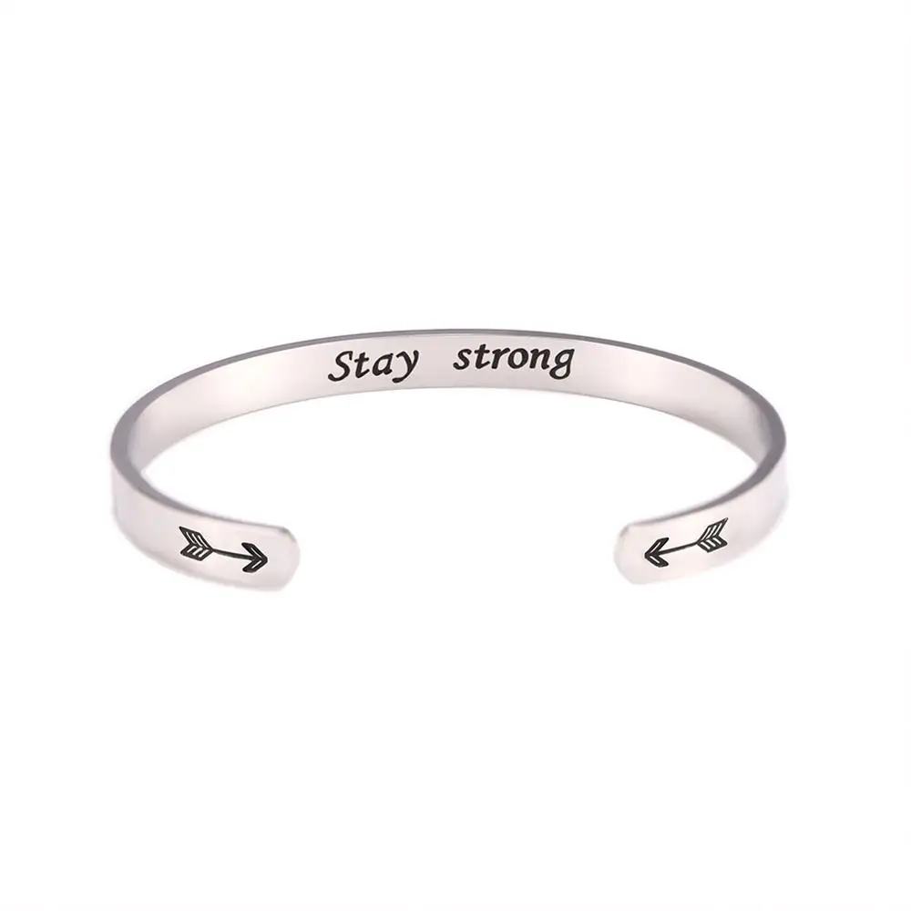 Stay strong 1 Lemegeton пословица вдохновляющие браслеты для женщин энергетический Магнитный Браслет-манжета браслет из нержавеющей стали mujer - Окраска металла: Stay strong 1