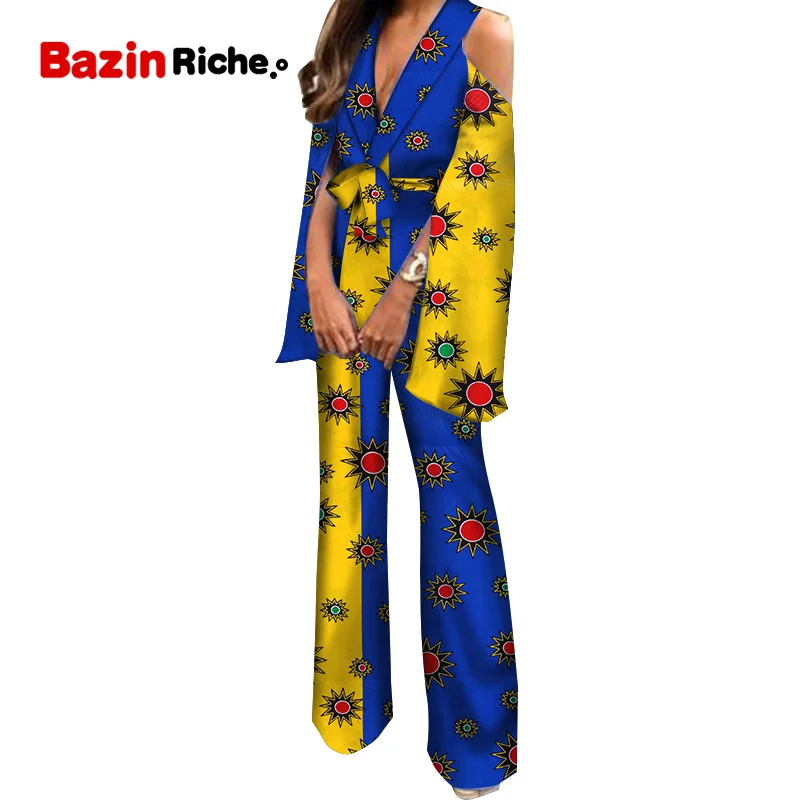 Специальный дизайн женский комбинезон Базен Африканский комбинезон для женщин Анкара принт комбинезон Jumpsui африканская одежда для женщин WY5116 - Цвет: 4