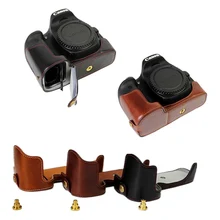 portable camera bag PU Leather case cover For Canon EOS 90D 80D 70D 60D half body shell With Battery Opening