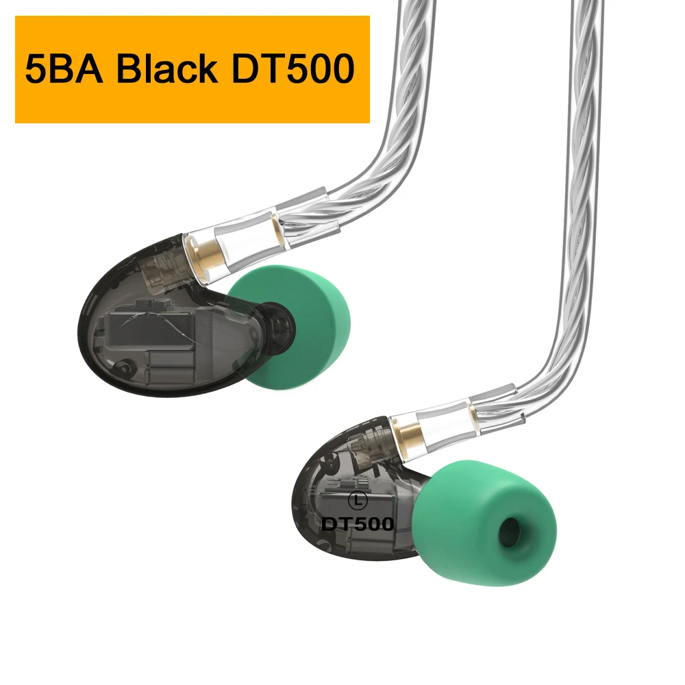 NICEHCK DT600 6BA/DT500 5BA/DT300 3BA привод в ухо наушник 6/5/3 уравновешенного якоря Съемная MMCX спортивные hifi-наушники - Цвет: 5BA Black DT500