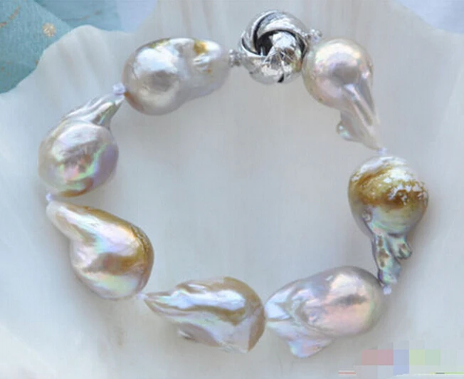 DYY 913++ " 22 мм Лаванда БАРОККО Кеши Возрожденные жемчужный браслет