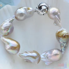 DYY 913++ " 22 мм Лаванда БАРОККО Кеши Возрожденные жемчужный браслет