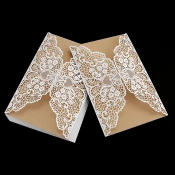 

10 pcs Foldable Invitation Card Cover Exquisite Hollow Out Bride Groom Printing Cover for Wedding Party Use Dropshipping