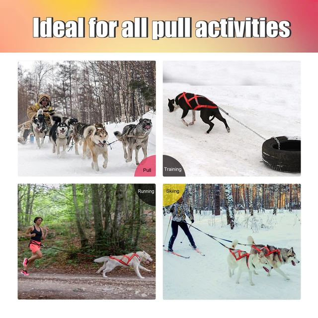 Waterproof Dog Sledding Harness Reflective Pet Sledding Skijoring Harness Big Large Dogs Weight Pulling Vest For Pet Training 2
