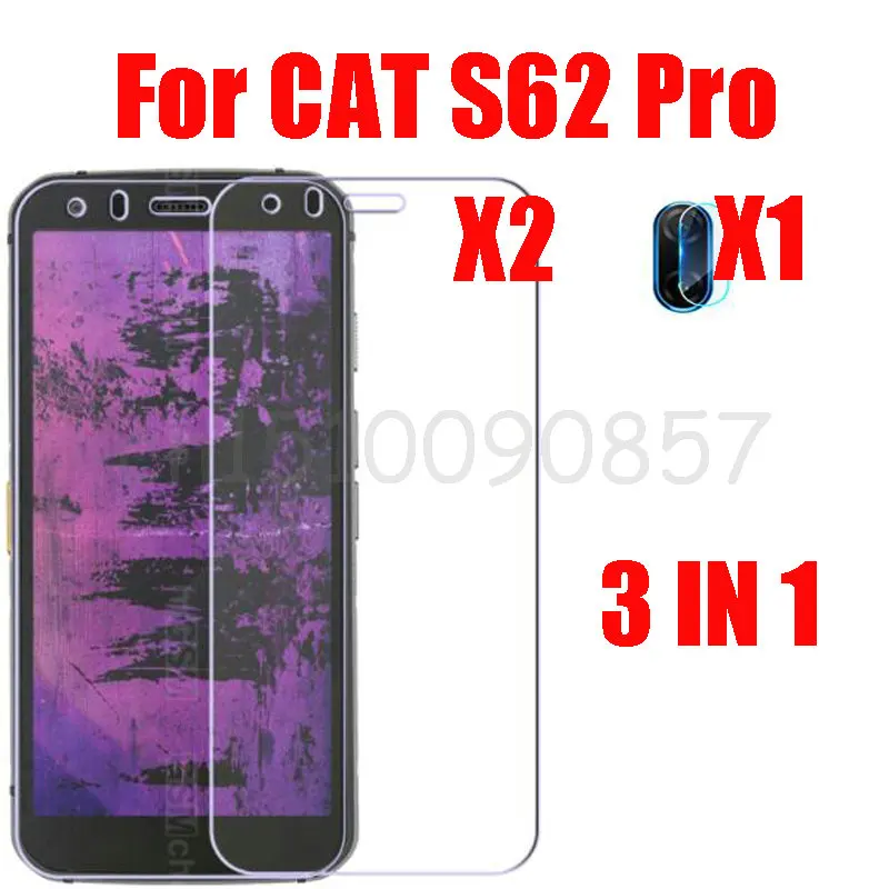 3-in-1 Case Glass For CAT S62 Pro Screen Protector Glass Full Protection on For CAT S62 Pro Camera Lens Glass 3