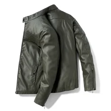 Модная Осенняя кожаная куртка для мужчин, повседневные тонкие мужские пальто из искусственного меха, однотонные повседневные байкерские куртки для мужчин, одноцветные Мотоциклетные Куртки