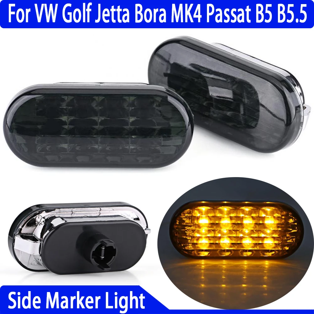 

For VW Golf Jetta Bora MK4 Passat B5 B5.5 2pcs Car Side Marker Amber LED Side Marker Turn Signal Lamp Smoked Lens