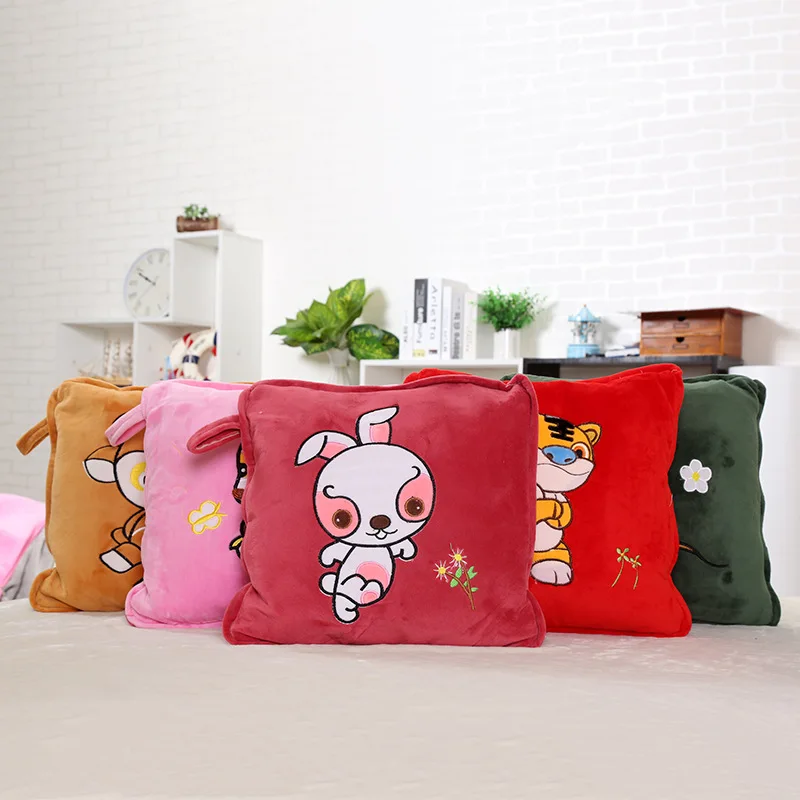 

Gift Logo Pillow Custom Cartoon Summer Blanket Airable Cover Flannel Car Cushion Dual Purpose Pillow Blanket